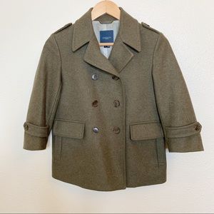 GRYPHON New York Military Wool Blend Crop Pea Coat 3/4 Sleeve Made In Japan